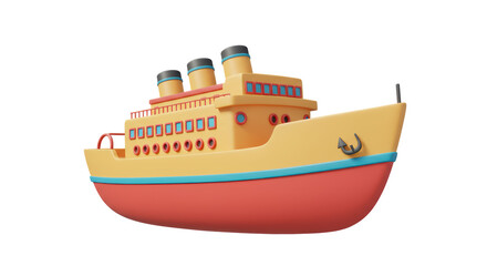 Obraz premium Isolated Cartoon Ship with Anchor for Sea Exploration