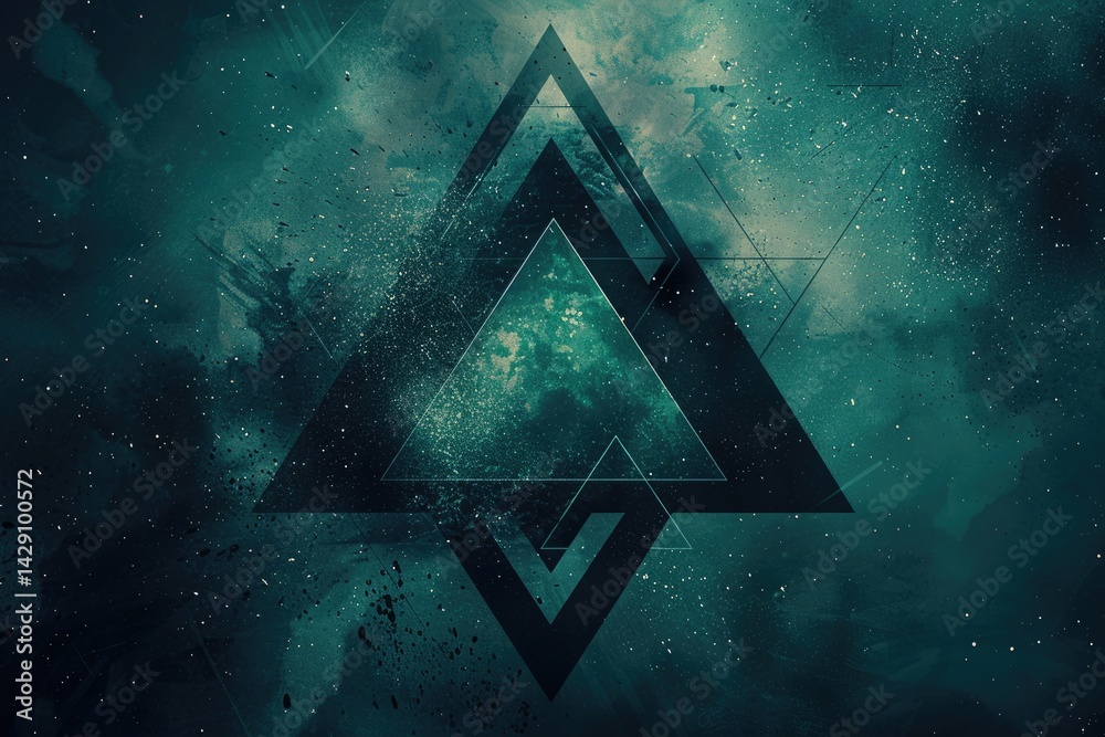 Poster the abstract picture of the green triangle repetitive pattern polygon geometry in the background, ge