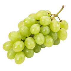 A fresh bunch of green grapes, a healthy and juicy fruit, is isolated on white