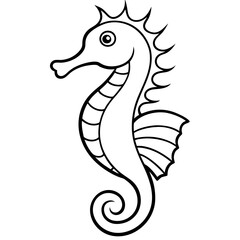 Modern Seahorse Line Art Graphic