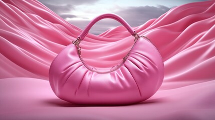 Pink leather hobo bag, stylish and elegant