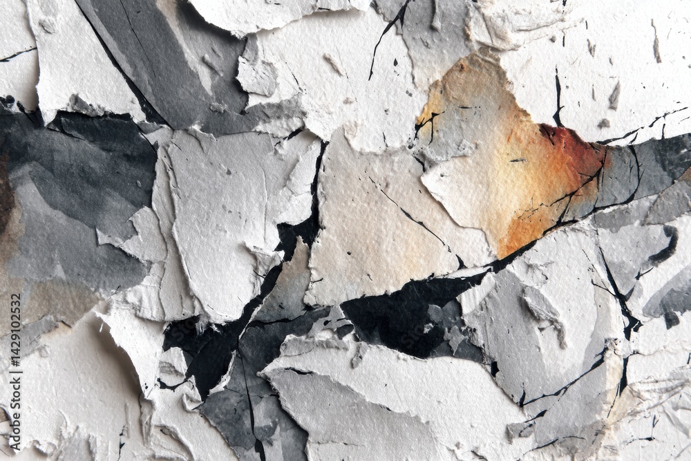 Aufkleber torn paper reveals striking oil-themed underlayer showcasing unique textures and contrasts in an abs