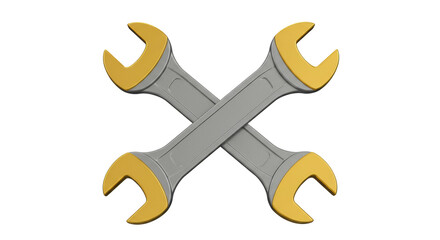 Isolated Two Crossed Wrenches with Gold Accents