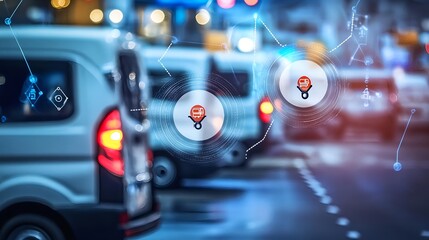 Fototapeta premium Intelligent Transportation Communication Networks in Urban Settings