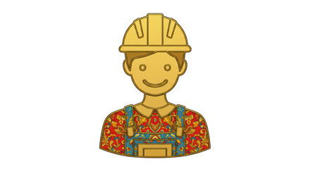 Isolated Smiling Construction Worker with Ornamental Vest