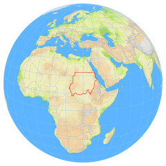 View of the earth from space showing the location of the Sudan