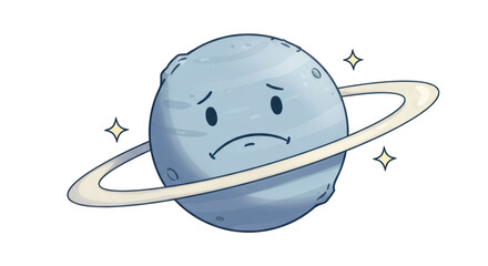 Isolated Sad Planet Saturn Emoticon Cartoon Design