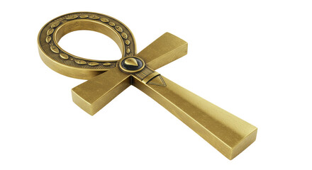 Isolated Golden Ankh Symbol of Life