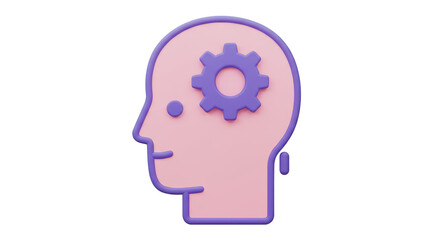 Isolated Head Silhouette with Gear Inside