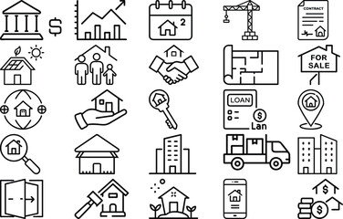 Real Estate and Housing Vector Icons - Comprehensive Pack of Property and Home Designs