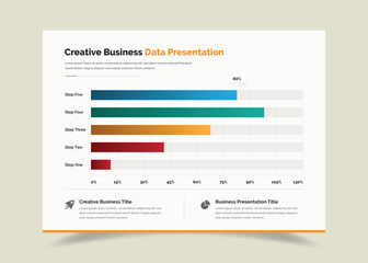 Minimalist Business Report Slide Template with Bar Charts, Annual Data Presentation