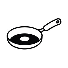 frying pan egg icon vector line art
