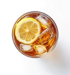 Iced Tea with Lemon and Ice Cubes