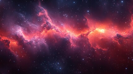 Fototapeta premium Scarlet threads weave through the fabric of a cosmic tapestry