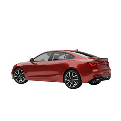 Obraz premium Red Sport Sedan – 3D Render with Transparent Background