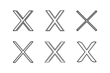 close x vector line art illustration
