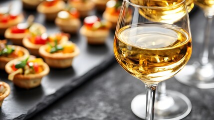 Obraz premium Delicious Appetizers and White Wine Party