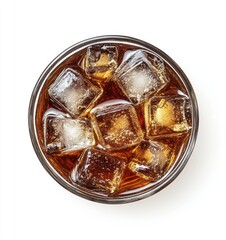 Cola Drink with Ice Cubes in a Glass