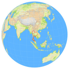 View of the earth from space showing the location of Thailand