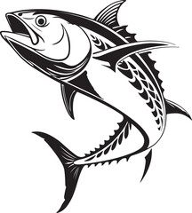 Tuna fish silhouette icon, tuna line art vector illustration silhouette of tuna black tuna silhouette. Vector illustration.