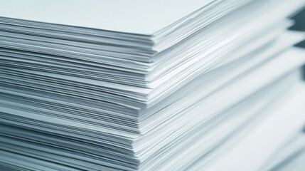 A stack of white printer paper neatly arranged.