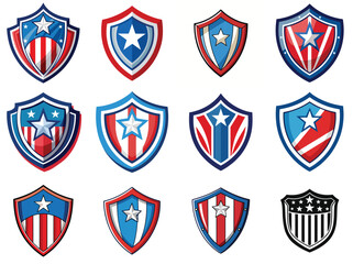 Patriotic shield vector illustration isolated on white background.