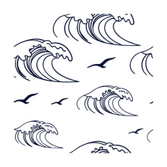 Simple Line Waves On White, Golden banana leaf line arts, Hand drawn outline design for fabric, print, cover, banner and invitation, Vector illustration