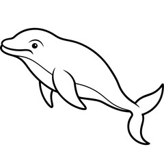 Beluga Whale One Line Drawing Vector Art