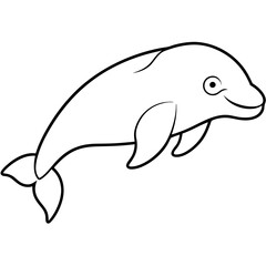 Beluga Whale One Line Drawing Vector Art
