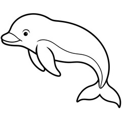 Beluga Whale One Line Drawing Vector Art