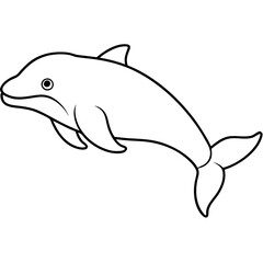 Beluga Whale One Line Drawing Vector Art