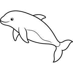 Fototapeta premium Beluga Whale One Line Drawing Vector Art