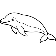 Beluga Whale One Line Drawing Vector Art
