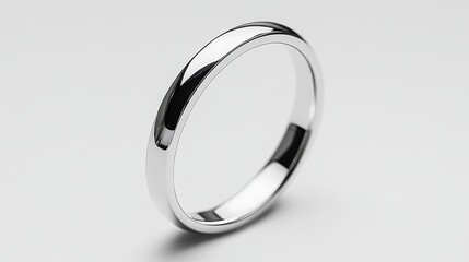 Ultra-thin silver ring with high-shine surface, isolated on white background