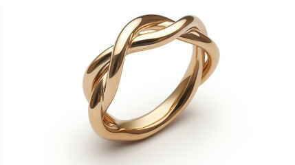 Naklejka premium Minimal twisted gold ring with organic shape, isolated on white background