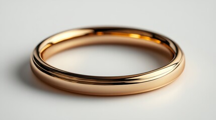 Thin gold ring with negative space in center, isolated on white background