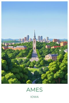 Ames Iowa United states Travel Poster Illustration Print Decor Gift Canvas Wall Art Gift