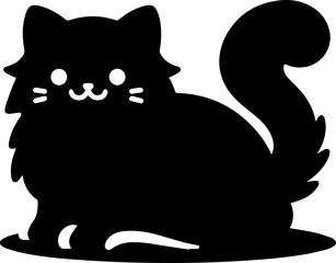 Cute Playful Cat Silhouette Vector Illustration