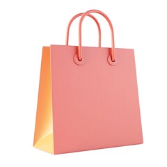 Coral Shopping Bag Mockup on Transparent Background