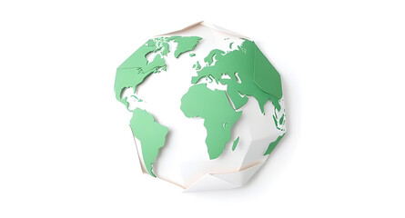 Origami Planet Earth Sculpture Isolated on White Background – Conceptual Paper Art Representing Sustainability, Environmental Awareness, and Global Unity