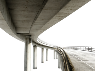 Concrete highway overpass view isolated over png transparent background	