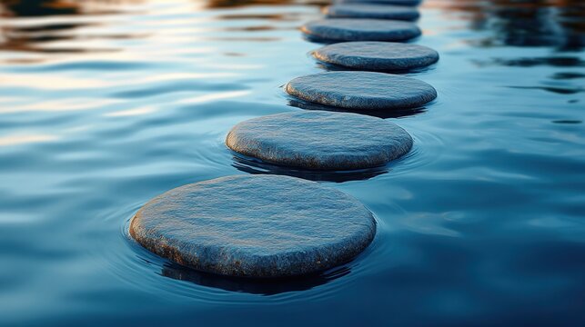 Smooth, flat stones skipping across the surface of a lake