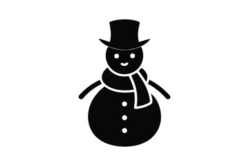 Silhouette art illustration of snowman with hat and scarf.eps