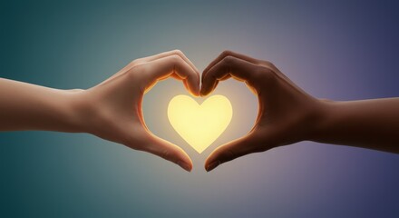 Obraz premium Symbolic cupped hands around glowing heart