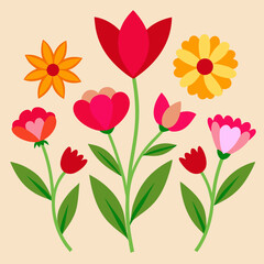 Colorful Flower Illustrations, Floral Design Elements