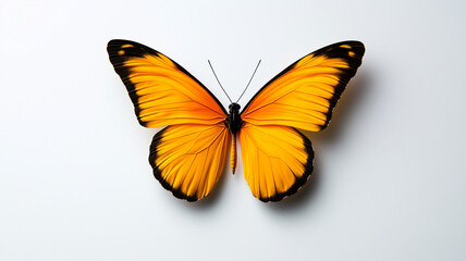 Obraz premium stunning butterfly with vibrant orange and black wings is displayed against clean white background, showcasing its intricate patterns and beauty. This captures essence of nature artistry