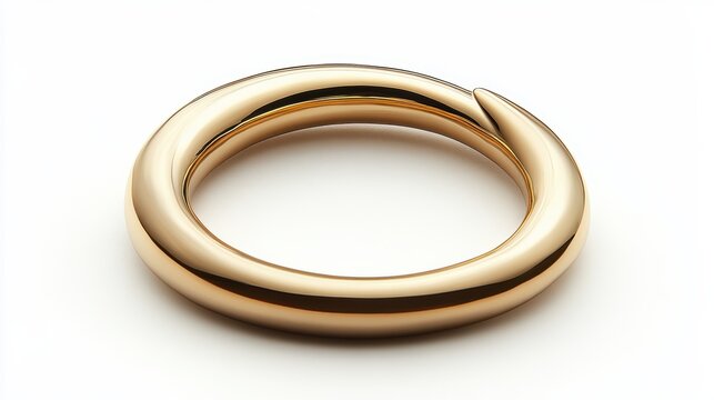 Simple crescent ring with smooth curves, isolated on white background