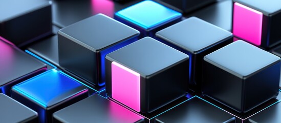 Obraz premium Abstract geometric pattern of glowing cubes