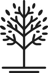 Very Simple Minimalist Line Art Tree, Vector Art for Design, Tree Design Elements