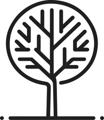 Fototapeta premium Very Simple Minimalist Line Art Tree, Vector Art for Design, Tree Design Elements